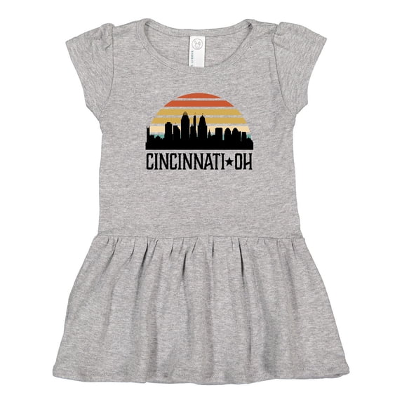 Inktastic Cincinnati Ohio Skyline Retro Girls Toddler Dress