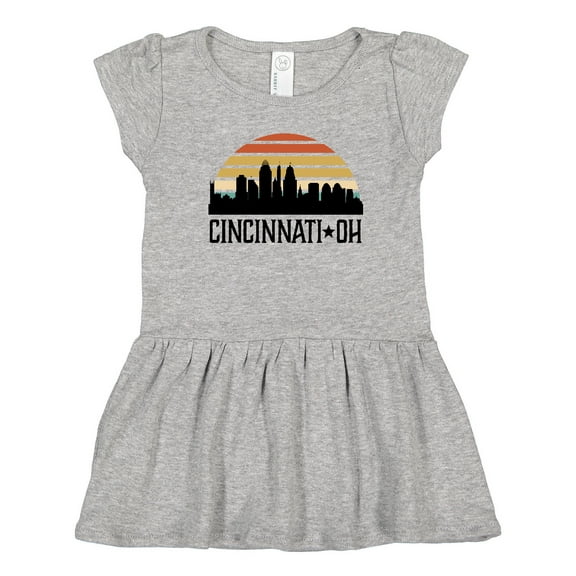 Inktastic Cincinnati Ohio Skyline Retro Girls Toddler Dress