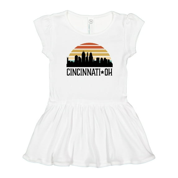 Inktastic Cincinnati Ohio Skyline Retro Girls Toddler Dress