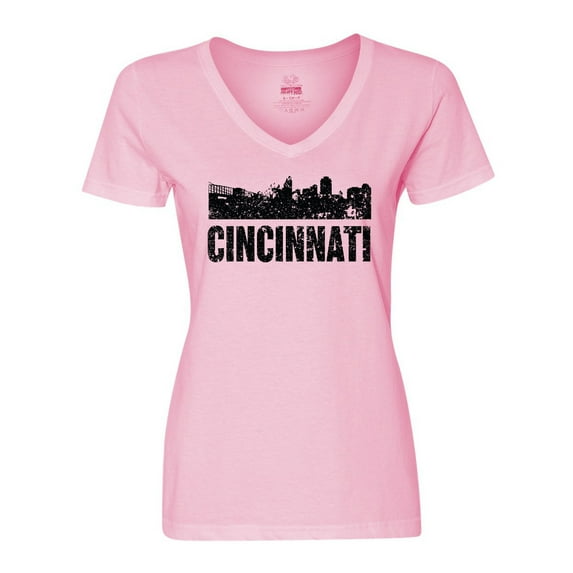 Inktastic Cincinnati Skyline Grunge Women's V-Neck T-Shirt