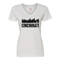 thumbnail image 1 of Inktastic Cincinnati Skyline Grunge Women's V-Neck T-Shirt, 1 of 5
