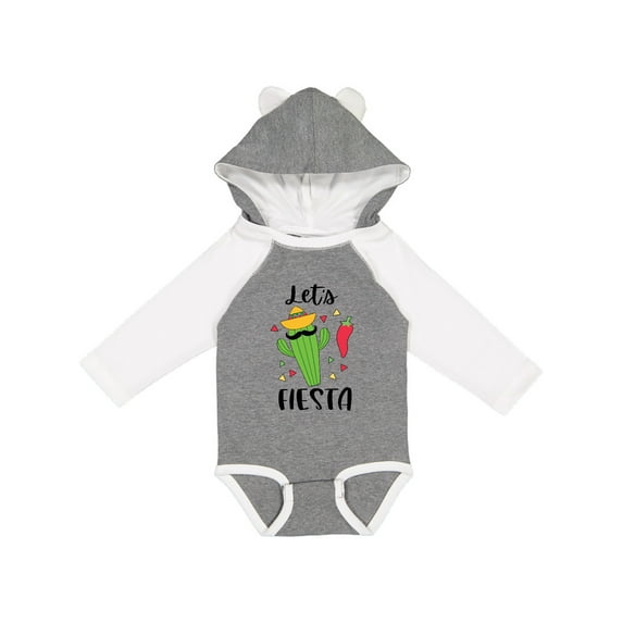 Inktastic Cinco De Mayo Let's Fiesta Cute Cactus with Sombrero Boys or Girls Long Sleeve Baby Bodysuit