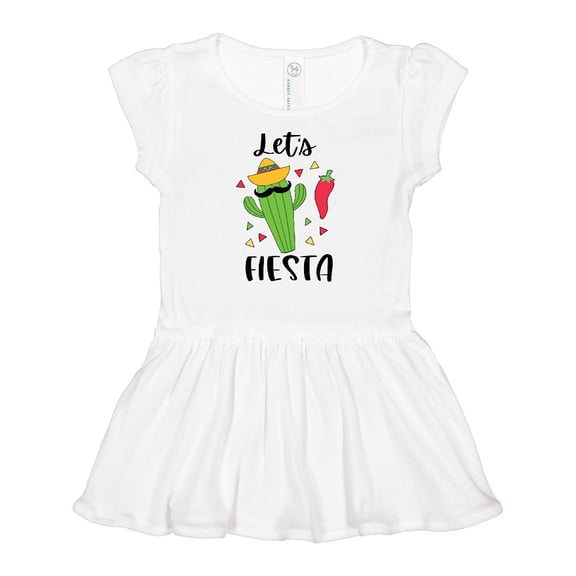 Inktastic Cinco De Mayo Let's Fiesta Cute Cactus with Sombrero Girls Baby Dress