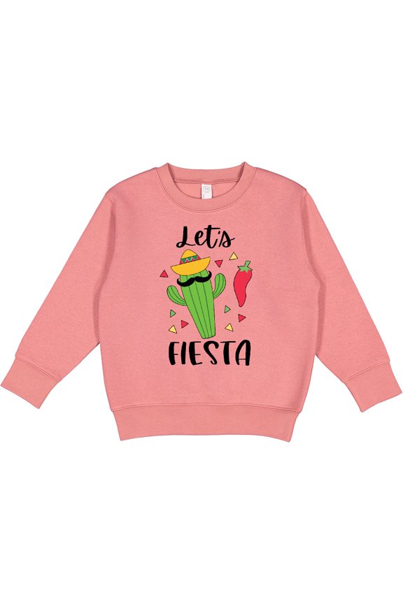 Cinco De Mayo Let's Fiesta Cute Cactus with Sombrero Toddler Sweatshirt