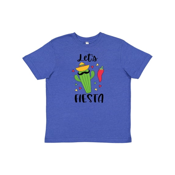 Inktastic Cinco De Mayo Let's Fiesta Cute Cactus with Sombrero Youth T-Shirt