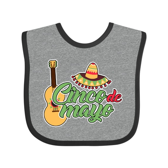 Inktastic Cinco De Mayo with Guitar and Sombrero Boys or Girls Baby Bib