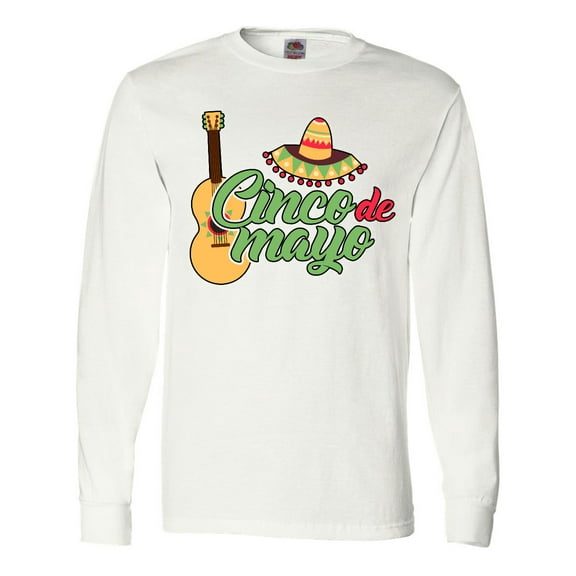 Inktastic Cinco De Mayo with Guitar and Sombrero Long Sleeve T-Shirt
