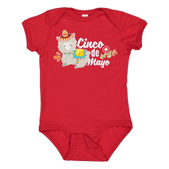 Inktastic Cinco De Mayo with Llama and Flower Boys or Girls Baby Bodysuit