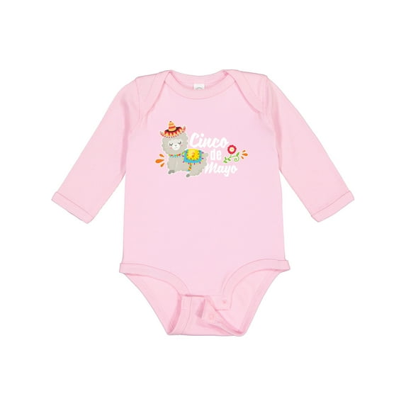 Inktastic Cinco De Mayo with Llama and Flower Boys or Girls Long Sleeve Baby Bodysuit