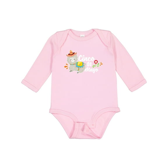 Inktastic Cinco De Mayo with Llama and Flower Boys or Girls Long Sleeve Baby Bodysuit