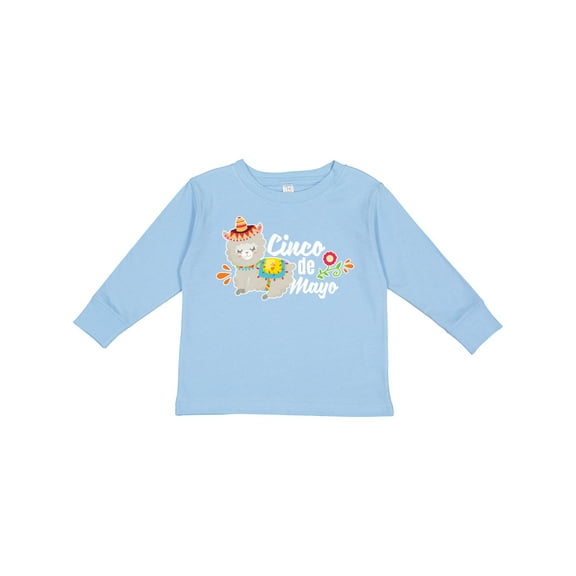 Inktastic Cinco De Mayo with Llama and Flower Boys or Girls Long Sleeve Toddler T-Shirt
