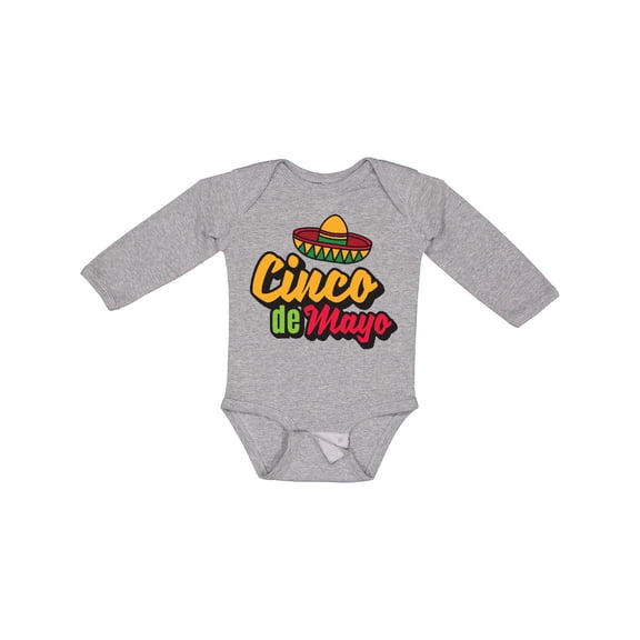 Inktastic Cinco De Mayo with Sombrero Boys or Girls Long Sleeve Baby Bodysuit