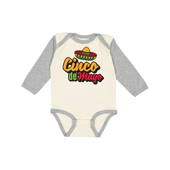 Inktastic Cinco De Mayo with Sombrero Boys or Girls Long Sleeve Baby Bodysuit