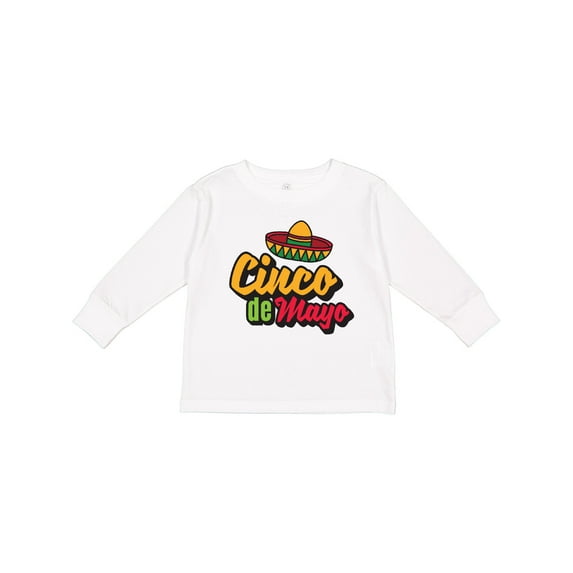 Inktastic Cinco De Mayo with Sombrero Boys or Girls Long Sleeve Toddler T-Shirt