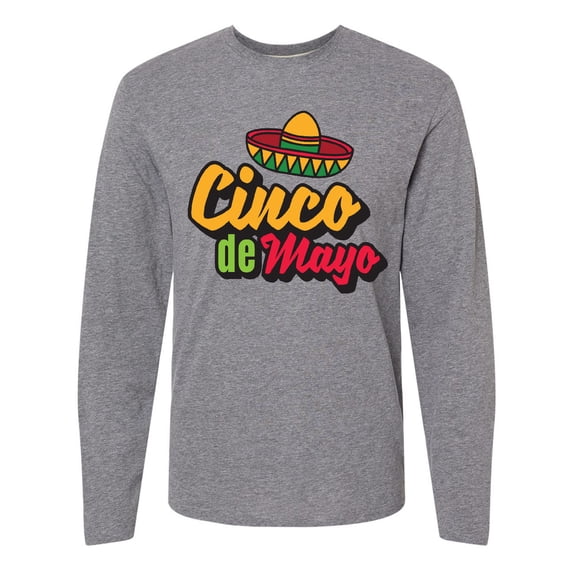Inktastic Cinco De Mayo with Sombrero Long Sleeve T-Shirt