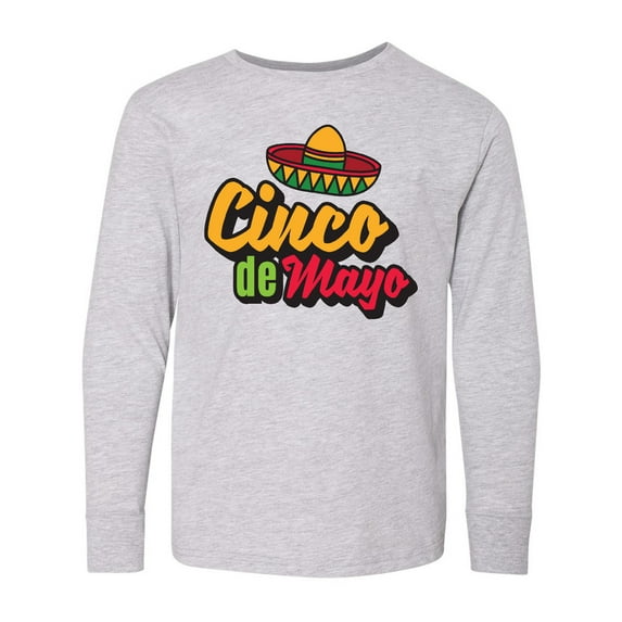 Inktastic Cinco De Mayo with Sombrero Long Sleeve Youth T-Shirt