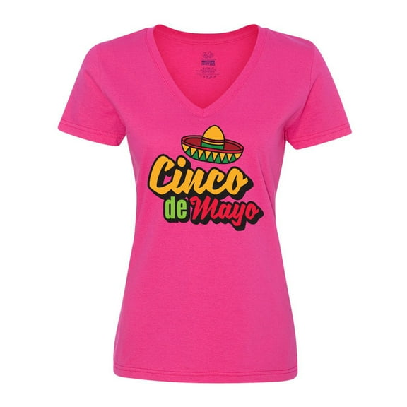 Inktastic Cinco De Mayo with Sombrero Women's V-Neck T-Shirt