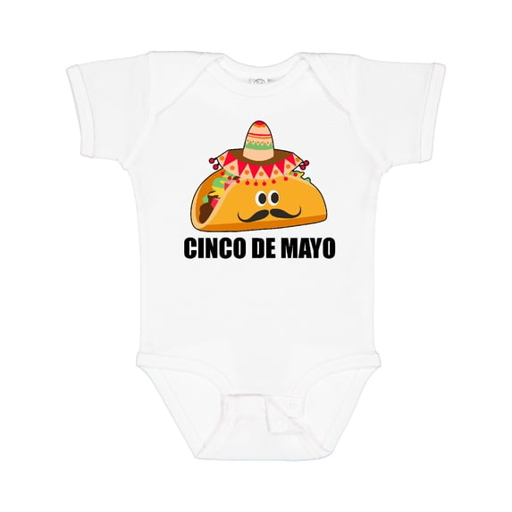 Inktastic Cinco De Mayo with Taco with Eyes Mustache and Sombrero Boys or Girls Baby Bodysuit