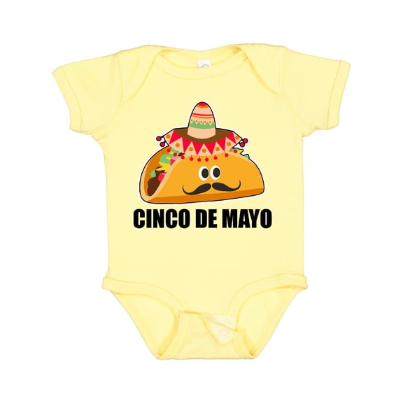 Inktastic Cinco De Mayo with Taco with Eyes Mustache and Sombrero Boys or Girls Baby Bodysuit