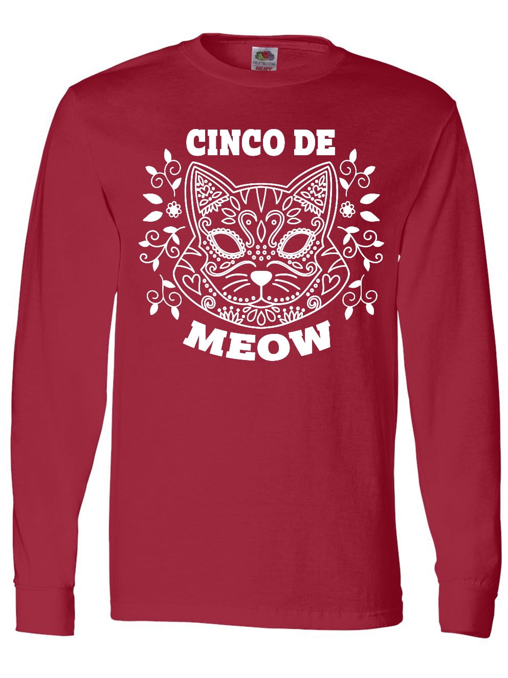 Inktastic Cinco De Meow with Cat Sugar Skull and Flowers Long Sleeve T-Shirt  - Walmart.com