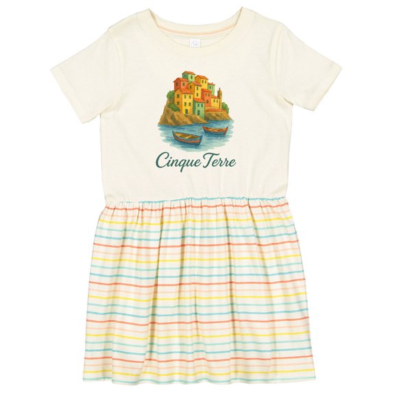 Inktastic Cinque Terre Coastal Illustration Girls Toddler Dress
