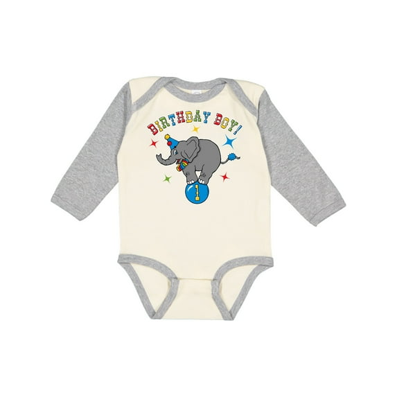 Inktastic Circus Elephant 1st Birthday Boy Boys Long Sleeve Baby Bodysuit