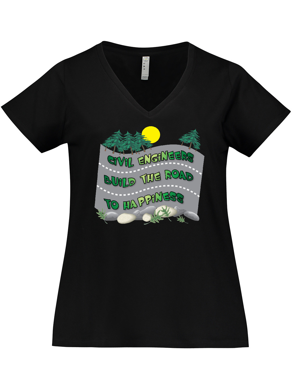 Inktastic Civil Engineers Road To Happiness Women's Plus Size V-Neck T-Shirt - image 1 of 4