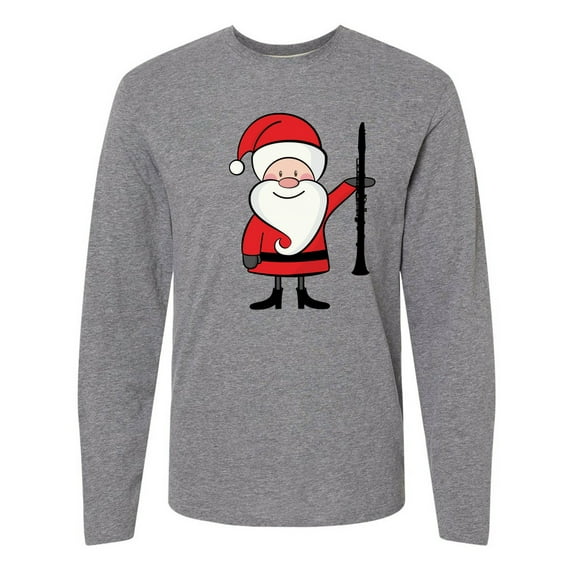 Inktastic Clarinet Christmas Music Santa Long Sleeve T-Shirt