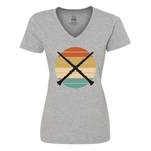 Inktastic Clarinet Music Gift Retro Marching Band Women's V-Neck T-Shirt