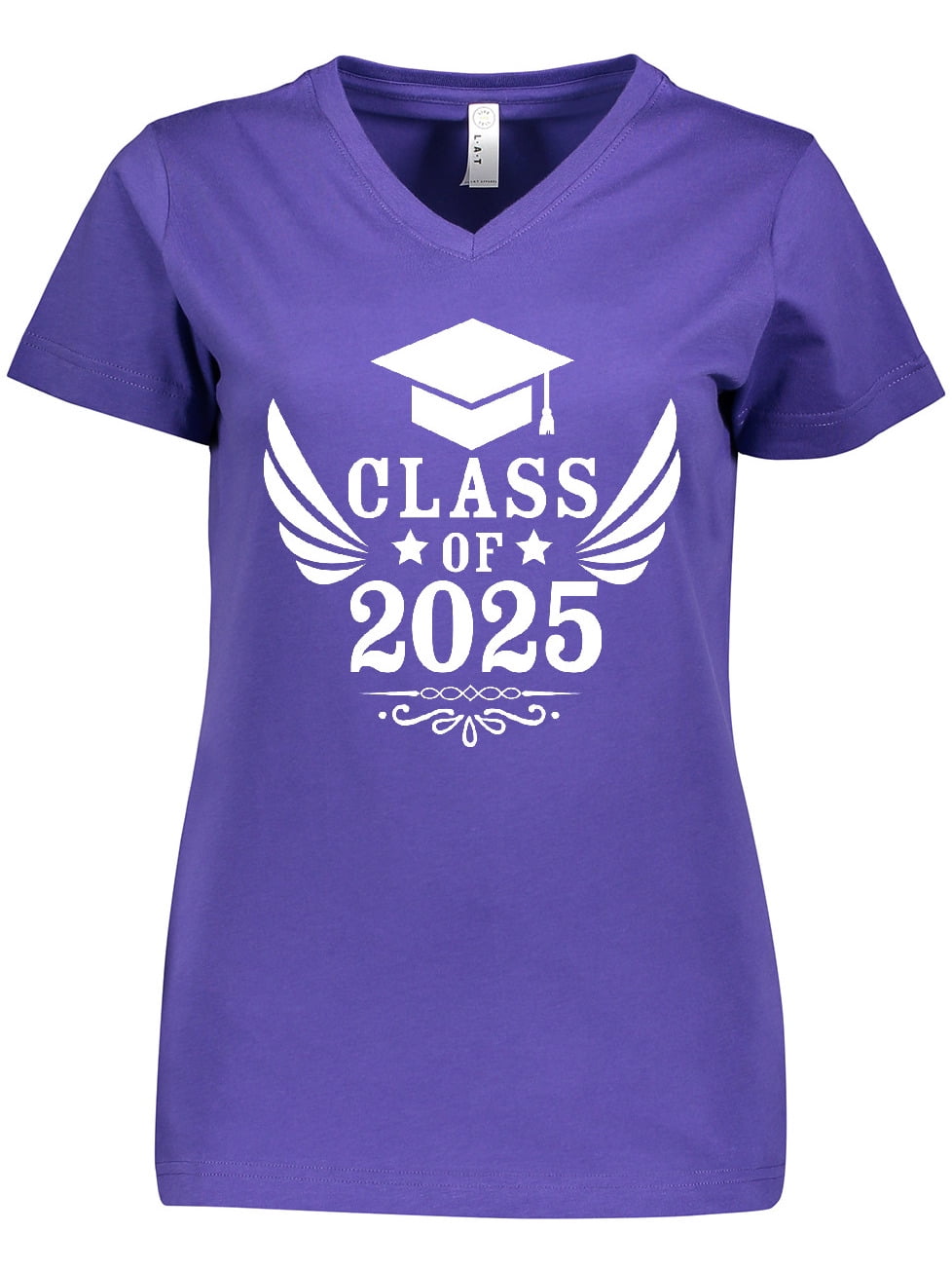 Inktastic Class of 2025 with Graduation Cap and Wings Women's VNeck T