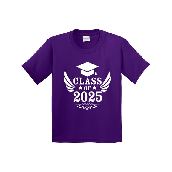Inktastic Class of 2025 with Graduation Cap and Wings Youth T-Shirt