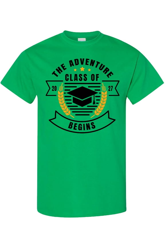 Class of 2027 the Adventure Begins with Graduation Cap T-Shirt