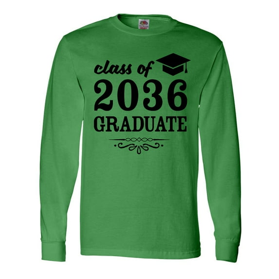 Inktastic Class of 2036 Graduate with Graduation Cap Long Sleeve T-Shirt
