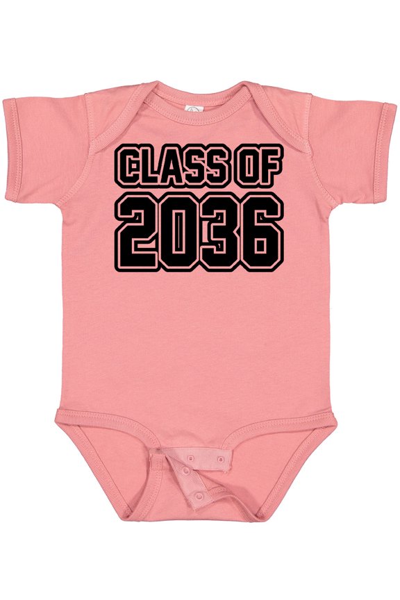 Class of 2036 in Black Outlined Text Boys or Girls Baby Bodysuit
