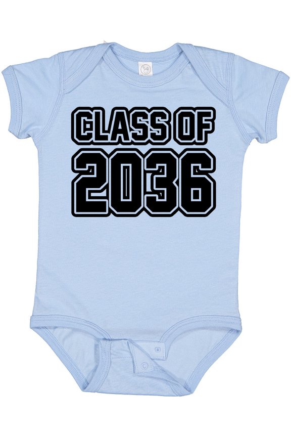 Class of 2036 in Black Outlined Text Boys or Girls Baby Bodysuit