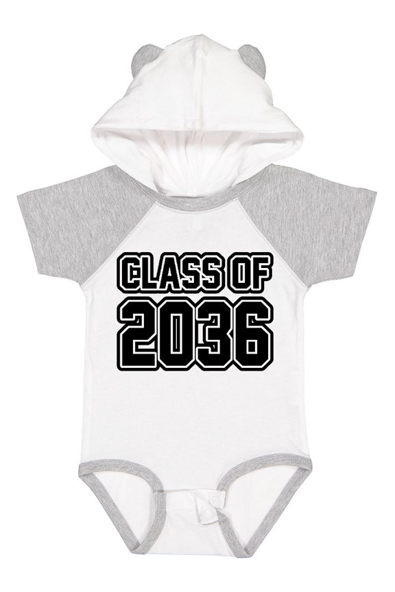 Class of 2036 in Black Outlined Text Boys or Girls Baby Bodysuit