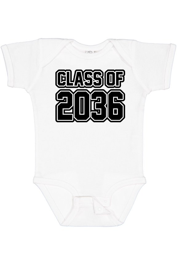 Class of 2036 in Black Outlined Text Boys or Girls Baby Bodysuit