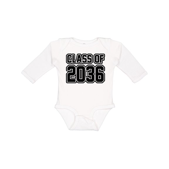 Inktastic Class of 2036 in Black Outlined Text Boys or Girls Long Sleeve Baby Bodysuit