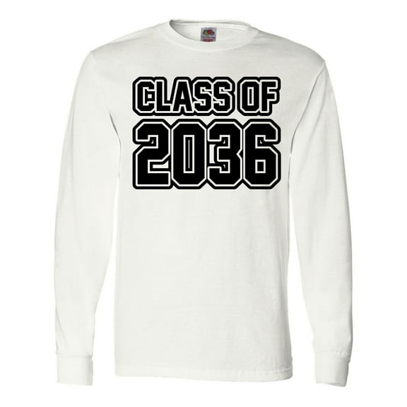 Inktastic Class of 2036 in Black Outlined Text Long Sleeve T-Shirt