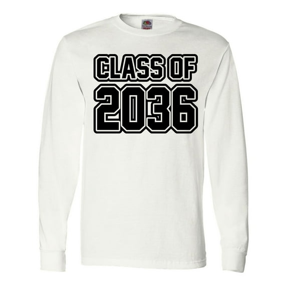 Inktastic Class of 2036 in Black Outlined Text Long Sleeve T-Shirt