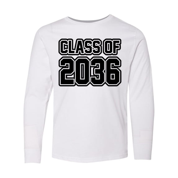 Inktastic Class of 2036 in Black Outlined Text Long Sleeve Youth T-Shirt