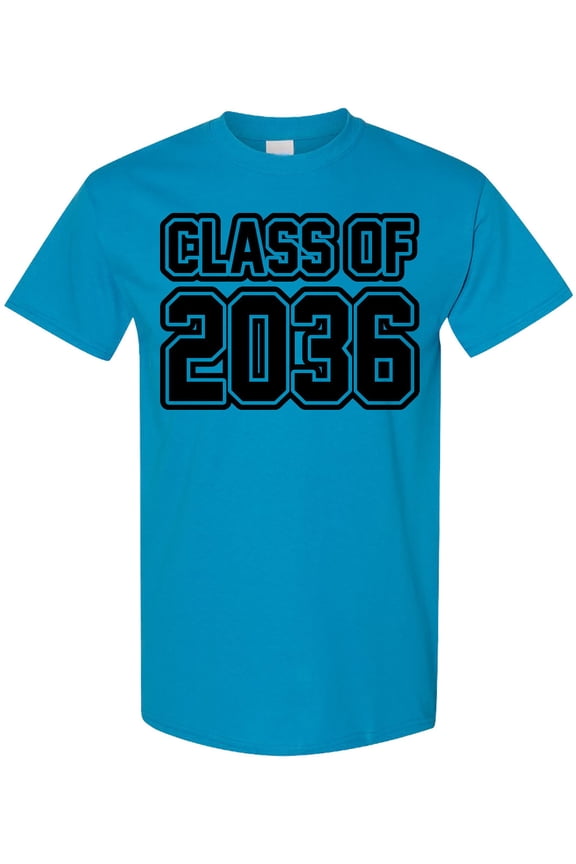 Class of 2036 in Black Outlined Text T-Shirt