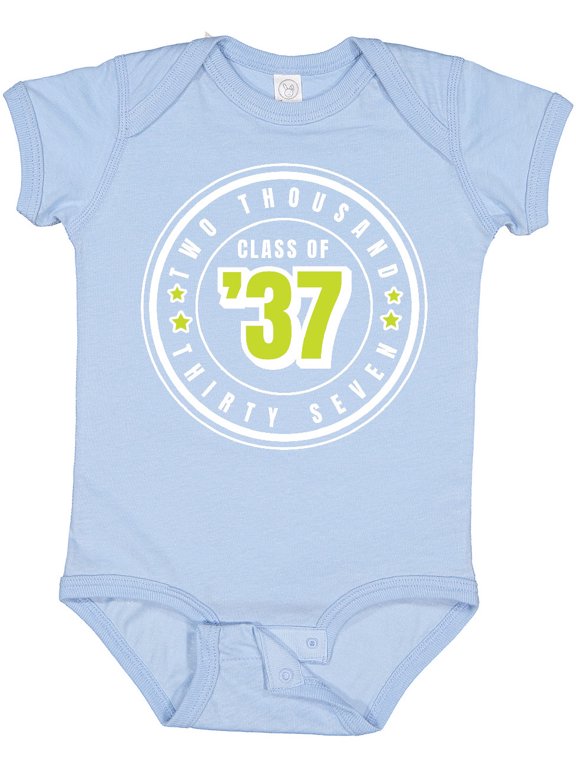 Class of 2037 in White Circle with Stars Boys or Girls Baby Bodysuit