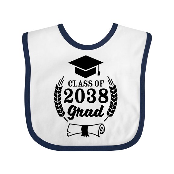 Inktastic Class of 2038 Grad with Diploma and Graduation Cap Boys or Girls Baby Bib