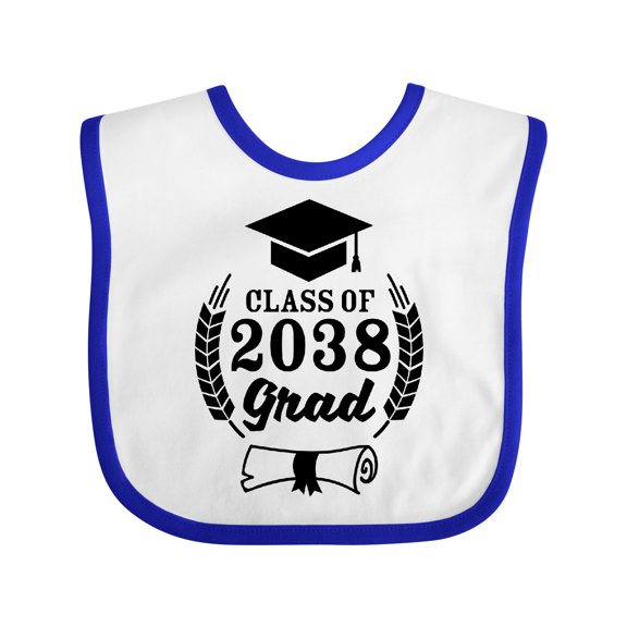 Inktastic Class of 2038 Grad with Diploma and Graduation Cap Boys or Girls Baby Bib