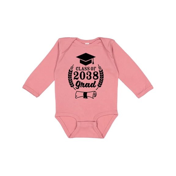 Inktastic Class of 2038 Grad with Diploma and Graduation Cap Boys or Girls Long Sleeve Baby Bodysuit
