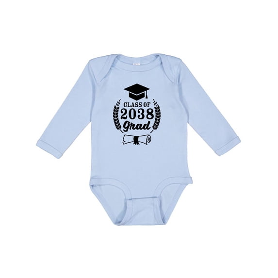 Inktastic Class of 2038 Grad with Diploma and Graduation Cap Boys or Girls Long Sleeve Baby Bodysuit