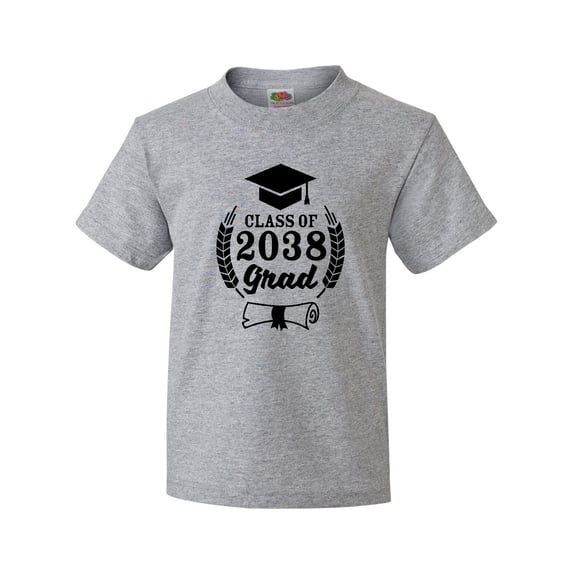 Inktastic Class of 2038 Grad with Diploma and Graduation Cap Youth T-Shirt