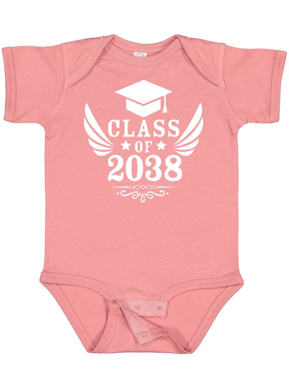 Class of 2038 with Graduation Cap and Wings Boys or Girls Baby Bodysuit