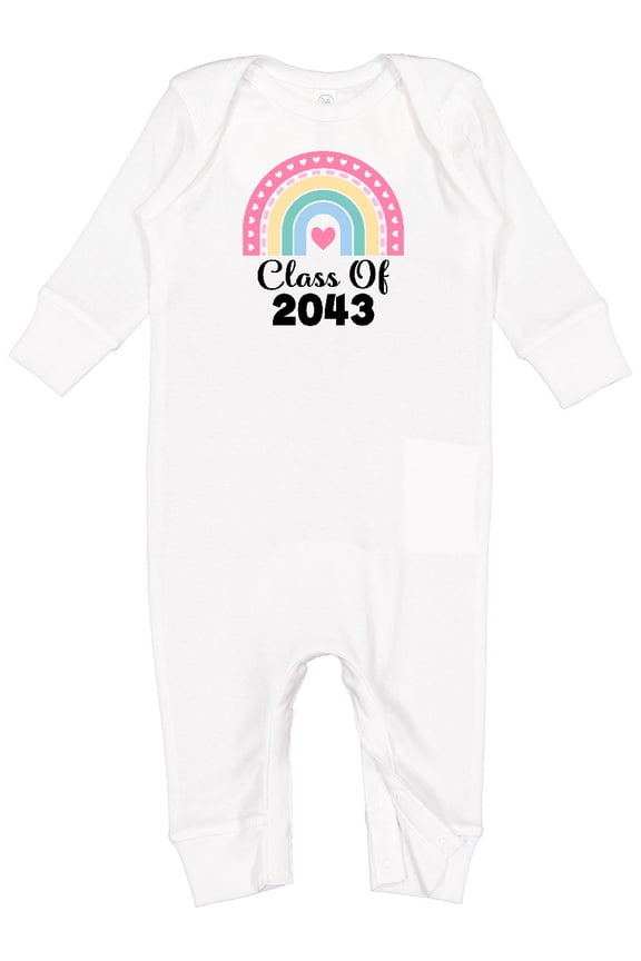 Class of 2043 Girls Rainbow Baby Romper Coveralls